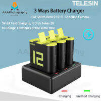 【จัดส่งพร้อม】กล้องโทรทรรศน์3วิธีเครื่องชาร์จแบตเตอรี่และแบตเตอรี่1750MAh ชาร์จไฟ LED สำหรับ GoPro Hero 9 10 11 12กล้องแอคชั่นแคมเมราอุปกรณ์เสริม