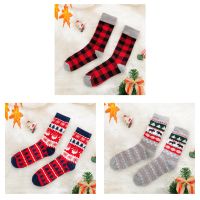 Behogar 3 Pairs Adults Christmas Socks Winter Cotton Warm Socks Middle Tube Stockings Xmas Gifts for Women Men Socks Tights