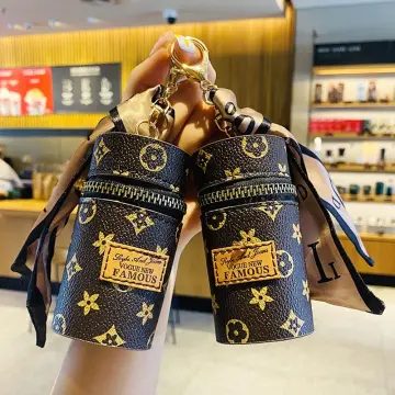 Leather Mini Keychain Bucket Lipstick Bag Charm Handbag Pendant Ornament  Decors