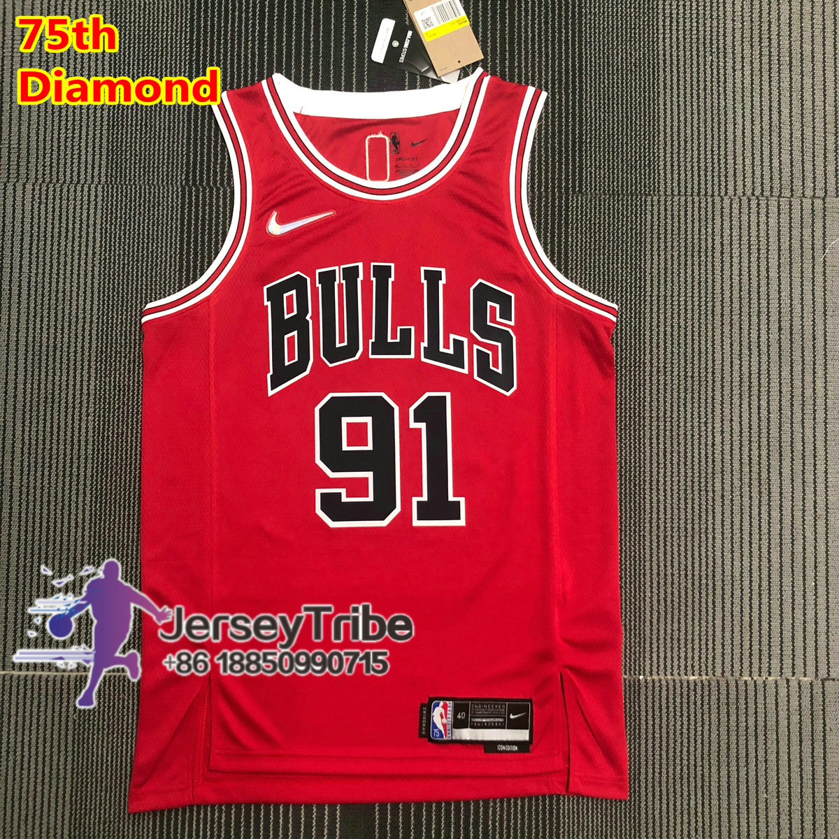 Rétro 1998 Finals Dennis Rodman #91 Chicago Bulls Basketball Maillots Rouge 
