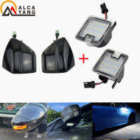 [2]LED ภายใต้กระจกแสงบ่อโคมไฟสำหรับฟอร์ด S-Max 2007-2014 C-MAX Kuga C394 2008-2012แบบไดนามิกไฟกระพริบเลี้ยวไฟลูกศร [2]