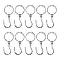 10pcs Adjustable Tube Rod Hooks Hard Metal Hanger 22mm25mm32mm Silver 360 Degree Removable Screw Hook Wardrobe Closet Kitchen