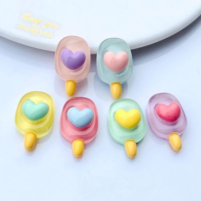 10pcs/pack Cute Transparent Ice Love Popsicle Resin Flatback Scrapbooking Hair Clip Water Cup Sticker Phone Case Diy Decoration