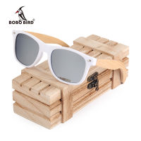 BOBO BIRD Handmade SunGlasses Women Bamboo &amp; White Plastic Frame Colorful Polarized Lens Glasses oculos de sol feminino Dropship