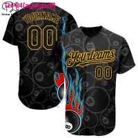 agafgadf Unisex 3D Printing Baseball Suit Camisas masculinas e femininas Hip Hop Harajuku Top Número Personalizado 8 บิลฮาร์ต