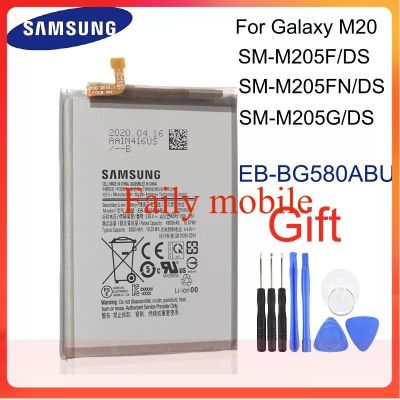 Samsungแบตเตอรี่ของแท้EB-BG580ABUสำหรับSamsung Galaxy M20 SM-M205F/DS SM-M205FN/DS SM-M205G/DS M205F 4900/5000mAhความจุ +เครื่องมือ