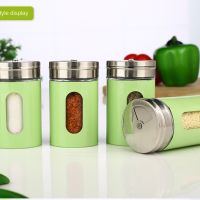 hotx【DT】 Glass Jars Spices Bbq Spice Organizer Supplies Barbecue Seasoning Bottle Pepper Shaker