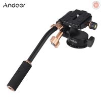 Andoer Q08 S ขาตั้งกล้องแบบอลูมิเนียมอัลลอยด์ 3 - Way Damping Video Head Tripod Bar 360 ° Panoramic 1 / 4 "