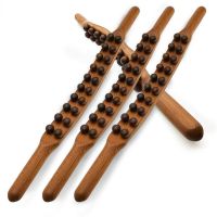 【YF】 8/20 Beads Gua Sha Massage Stick Carbonized Wood Back Scrapping Meridian Therapy Wand Muscle Relaxing Body Massager Guasha