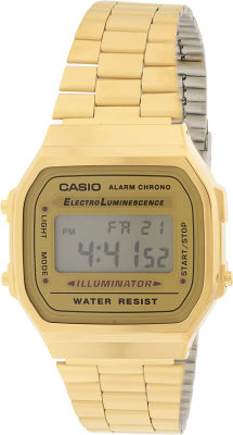 Casio A168WG-9 Mens Vintage Gold Metal Band Illuminator Chronograph Alarm Watch