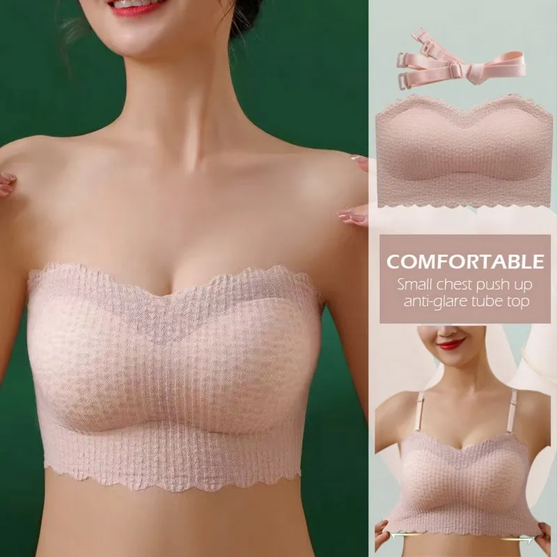 SHAN Comfortable Wireless Strapless Bras For Women Bralette Seamless Lace  Push Up Bra Lingerie Sexy Backless Invisible Bras