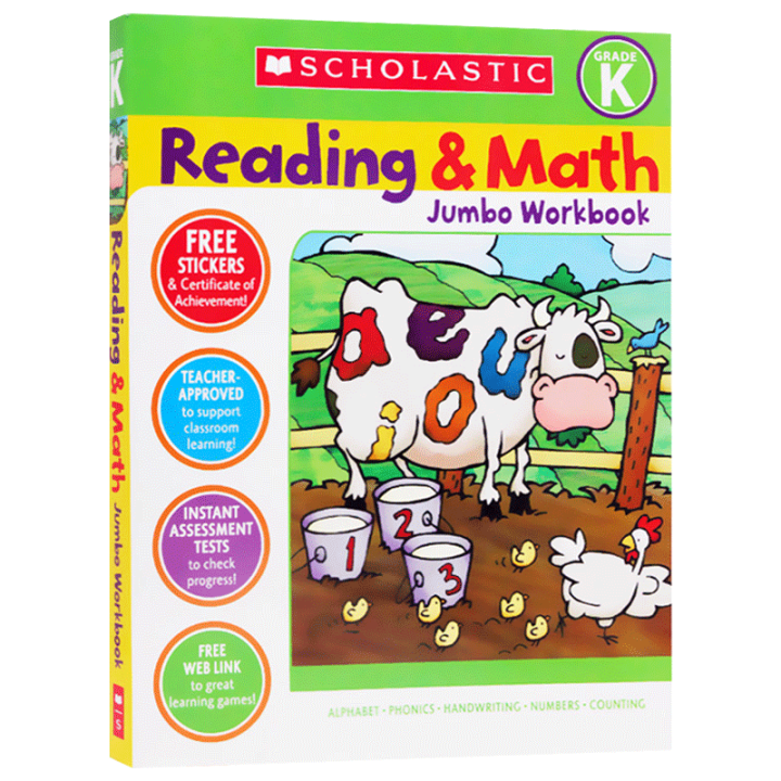 Milumilu Scholastic Reading Math Jumbo Workbook Grade K Original