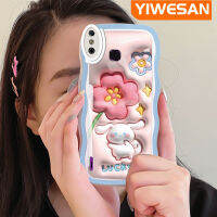 YIWESAN เคส X653 4C อัจฉริยะสำหรับ Infinix Smart 4ลายดอกไม้สีชมพู3D น่ารักกับกระต่ายขอบคลื่นคอลอร์เคสมือถือกันกระแทกแบบใสนิ่มเคสกล้องฝาครอบป้องกันซิลิกาเจลที่สร้างสรรค์