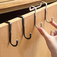 304 Stainless Steel S-type Hook Bathroom Cabinet Door Back Free Punching Kitchen Wall Towel Storage Hanger Bathroom Organizer