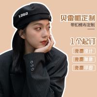 original High-end Korean version of ins steel buckle beret custom spring and autumn fashion versatile painters beret hat with printed logo