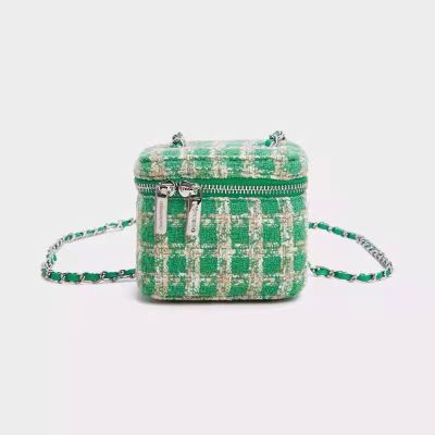 [COD] Womens bag 2021 autumn and winter new woolen cloth chain messenger sweet retro style mini bucket cosmetic