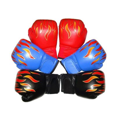 Kids Children Boxing Gloves Professional Flame Mesh Breathable PU Leather Flame Gloves Sanda Boxing Training Glove