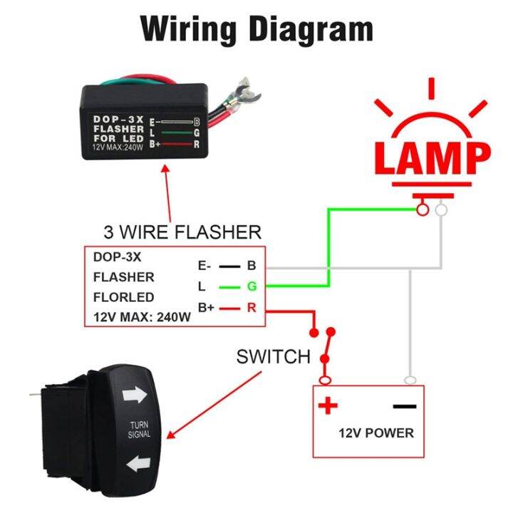 12V Universal 3-Wire Flash Controller W/Turn Signal Switch LED Light ...