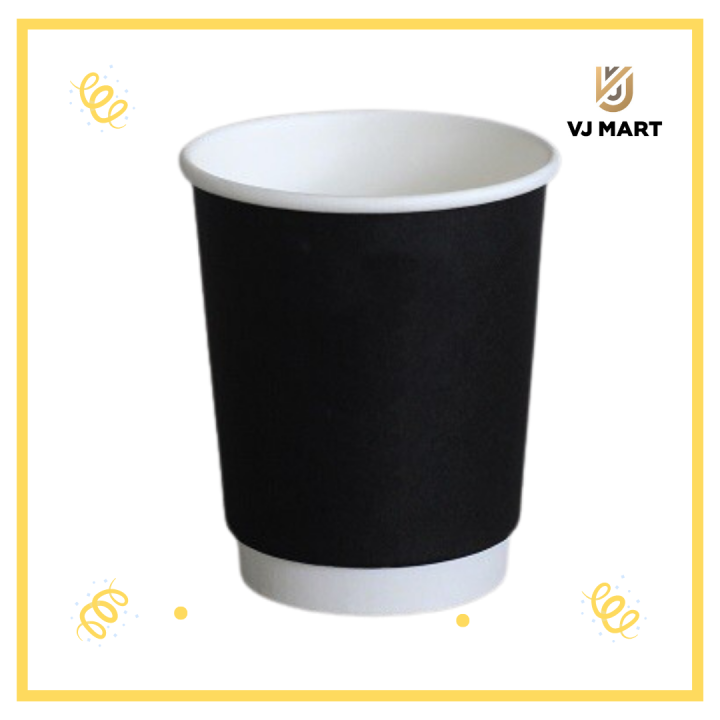 เเก้วร้อน แก้วกาแฟ 8 ออนซ์ สีดำด้าน แพ็คละ 25 ใบ