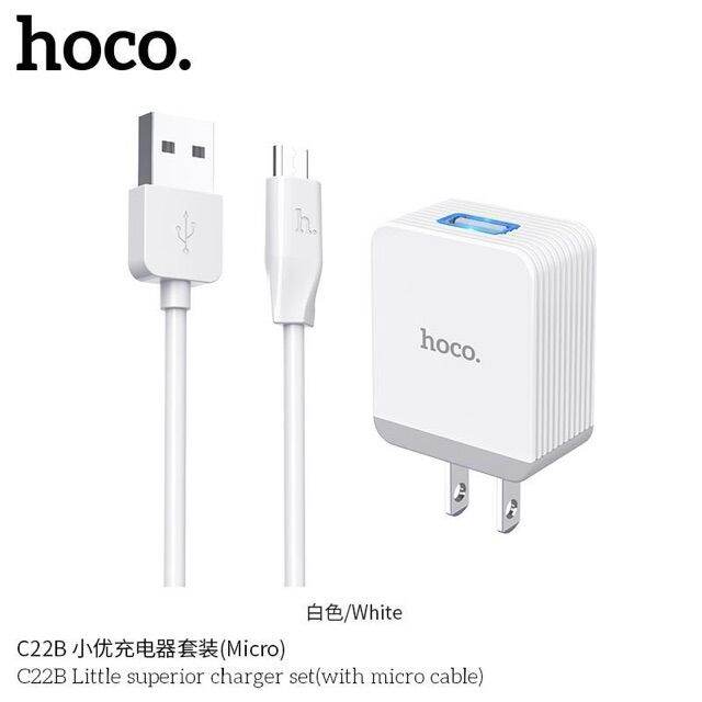 hoco-c22b-ของแท้-100-สายชาร์จพร้อมปลั๊ก-king-kong-charger-set-1usb-สายยาว-1เมตร-3-0-max-สำหรับ-iphone-micro-usb-สายชาร์จ-type-c-สายชาร์จโทรศัพท์-สาย-ฟาสชาร์จ-typ-c-สายชาร์จ