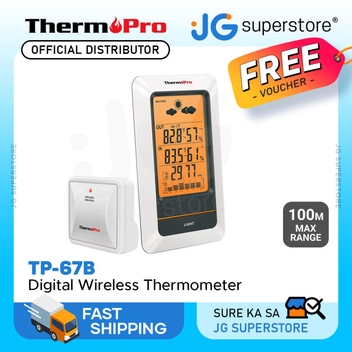 ThermoPro TP-67B Waterproof Weather Station Wireless Indoor Outdoor  Thermometer Digital Hygrometer Barometer with Cold-Resistant and Waterproof  Temperature Monitor, TP67B TP 67B, JG Superstore