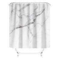 Natural Marble Printed Shower Curtain Set Machine Washable White and Gray Bath Curtain Anti-slip Bath Rugs Toilet Cover Carpets