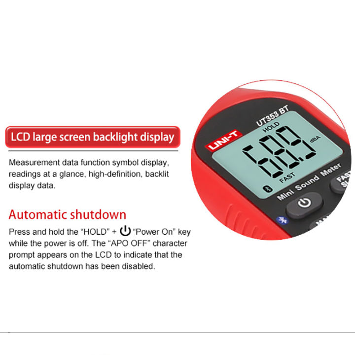 เครื่องวัดระดับเสียง-uni-t-ut353bt-ระบบดิจิทัลบลูทูธเครื่องวัดระดับเสียงมิเตอร์วัดระดับเสียงตรวจสอบเดซิเบล30-130db