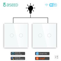 BSEED 2Packs LED Light Touch Switch Wifi 2Gang 1/2/3way Smart Wall Switch Wireless Wifi Alexa Switch Smart Life Tuya APP Control Power Points  Switche