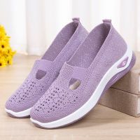 Summer Cloth Shoes Womens Hollow out Single Shoes Breathable Soft Sole Flat Bottom Walking Shoes Lightweight Shoes