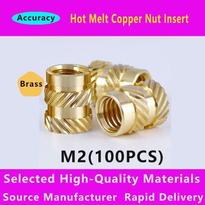 100pcs M2 Brass Hot Melt Insert Nuts Heating Molding Copper Thread Double Twill Knurled Injection Brass Nut Printer screws Nails Screws Fasteners