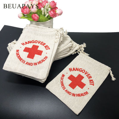 50pcs Hangover Kit In Sickness And Health First Aid Bag Safety Emergency Drawstring Bundle Canvas Environmental Protection