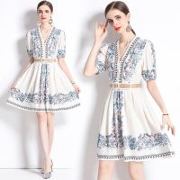 Womens Dress New Fashion Spring/Summer New  High Class  Dress Print  Midi Dress