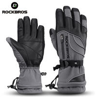 ROCKBROS ฤดูหนาวถุงมือจักรยานความร้อนกันน้ำ Windproof Mtb ถุงมือจักรยานเล่นสกีเดินป่าสโนว์โมบิลรถจักรยานยนต์ขี่จักรยานถุงมือ