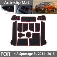 แผ่นกันลื่นร่องประตูสำหรับ KIA Sportage 2011 2012 2013 2014 2015 MK3 SL R ช่องกระดาษรองแก้วประตูอุปกรณ์สติกเกอร์รถ