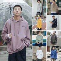 ผู้ชาย hoodie 7สี [M-5XL] หมวกhoodieแขนยาวTคลุมด้วยผ้าญี่ปุ่นที่เรียบง่ายหลวมป่าบางแขนยาวหมวกTวิทยาลัยลม