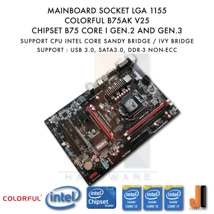 mainboard-colorful-b75ak-v25-lga1155-sandy-bridge-ivy-bridge-support-มือสอง