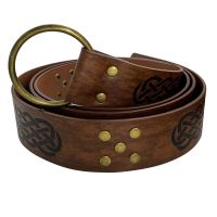 Medieval Embossed PU Leather O Ring Belt Retro Renaissance Knight Belt Knight Armor Belt Cosplay Costume Accessories,Brown