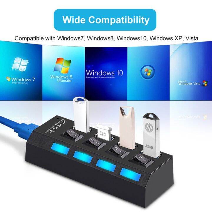 ฮับ-usb-3-0-usb-3-0ฮับแยก-usb-ที่พ้วง-usb-3-hab-ใช้อะแดปเตอร์ไฟขยายหลายฮับ3-0ที่มีสวิตช์สำหรับอุปกรณ์เสริมแล็ปท็อป