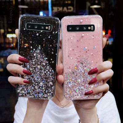 แฟชั่นที่สร้างสรรค์สำหรับ Samsung S10 + S10 + เคสโทรศัพท์นิ่มมีกากเพชรแวววาวสำหรับ Samsung Galaxy S10 Plus S 10 G975F G975F /Ds กรอบด้านหลังซิลิโคนแบบนิ่ม