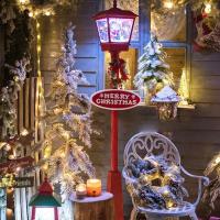 Christmas Electric Music Street Lights Iron Christmas Decoration Metal Street Lights Emitting Xmas Outdoor Ornaments