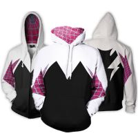 Spider Gwen Stacy Hoodie Kimonos for Women Men Cosplay Costume Hooded Pullover Streetwear Adult Halloween Party Cloak