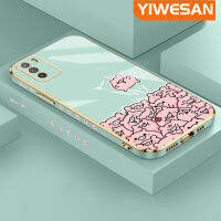 YIWESAN เคสสำหรับ Xiaomi MI M3 POCO หมูลายการ์ตูนสีชมพูใหม่กรอบสี่เหลี่ยมเคลือบผิวเคสนิ่มซิลิกาเจลกันกระแทกเคสมือถือรวมทุกฝาครอบป้องกันเลนส์กล้องถ่ายรูป