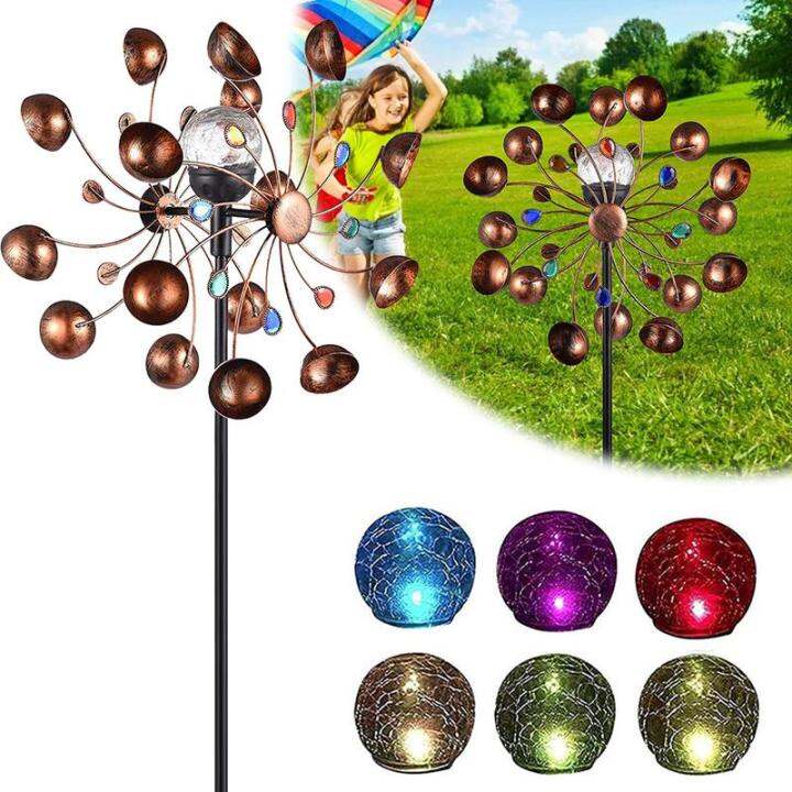 Solar Wind Spinner Multicolor Seasonal LED Lighting Outdoor Metal