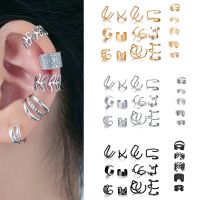 Silver Color Leaves Clip Earrings for Women Men Creative Simple C Ear Cuff Non-Piercing Ear Ear Clip Set Trend Jewelry Gift