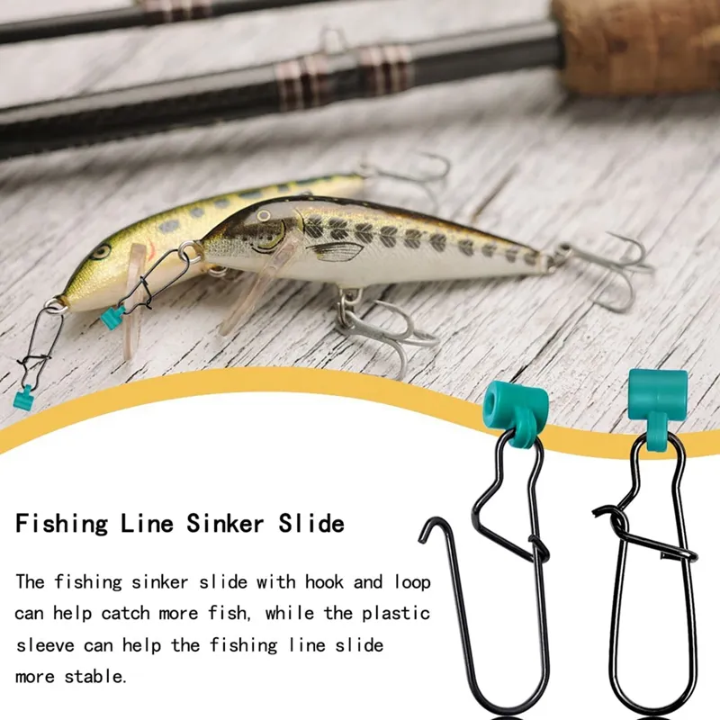 100Pcs Fishing Line Sinker Slides Fishing Snaps Catfishing Rigs with Duo  Lock Snaps Heavy Duty Sinker Slider Swivel Snap Kit Accessories