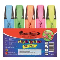 ควอนตั้ม ปากกาเน้นข้อความ QH710 แพ็ค 4 ด้าม คละสี / Quantum Hi-Lighter Qh710 4Pcs/Pack Free 1