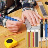 Metal Solid Carpenter Pencil Mechanical Pencil Set Built-in Pencil Sharpener with Refill Leads Deep Hole Drawing Marking Tools