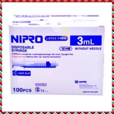 (ยกกล่อง 100 อัน) Syringe Nipro ไซริงค์ นิโปร 3ml กระบอกฉีดยา พลาสติก