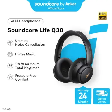  Soundcore by Anker Life Q30 Hybrid Active Noise Cancelling  Headphones with Multiple Modes, Hi-Res Sound, Custom EQ via App, 40H  Playtime, Comfortable Fit, Bluetooth, Multipoint Connection : Electronics