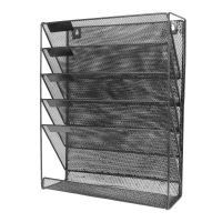 File Organizer Wall Hanging Holder Rack Mail Folder Magazine Paper Office Document Mesh Mount Sorter Letter Vertical Metal Tray